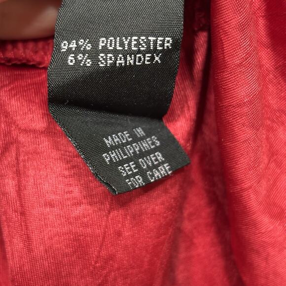 Amywear Red Rosette Neck Ruffle Texture Retro Y2K Statement Top Tunic Size Large - Picture 4 of 10